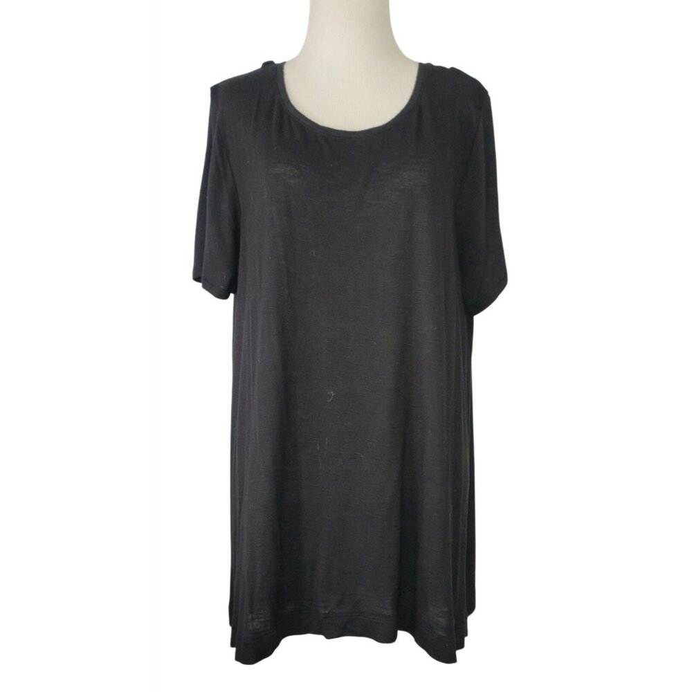 Old Navy Luxe Black Short Sleeve Scoop Neck T-Shirt XL Loose Fit Lightweight